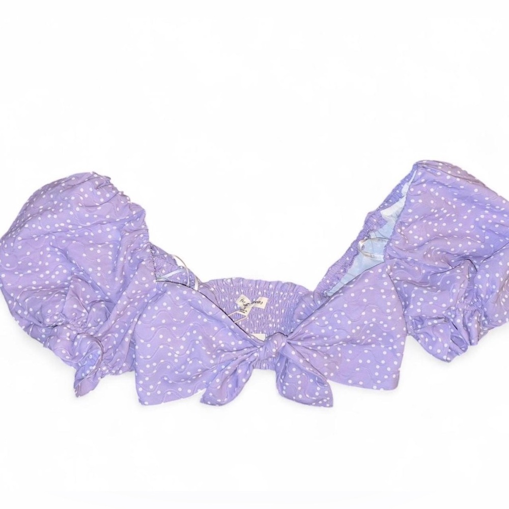 For Love And Lemons Purple Polka Dot Crop Top